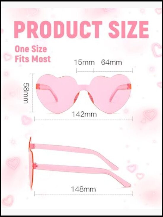 20 Pairs Heart Shaped Sunglasses Rimless Transparent Fun Trendy Party Favors main image 7